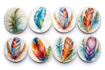   Feather Coaster Set on white background 