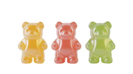 Gummy bears isolated on white background --ar 16:9