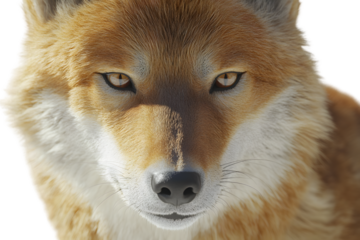 Closeup portrait of a wild canine intense gaze detailed fur texture