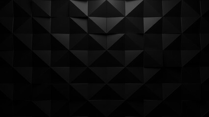 Obraz premium An abstract geometric black wall featuring triangular patterns.
