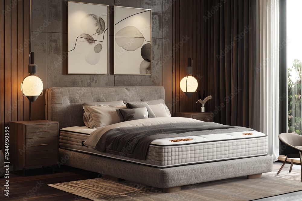Poster luxurious modern bedroom design with cozy elements and elegant decor for a tranquil atmosphere gener