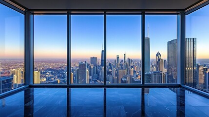 Fototapeta premium Breathtaking Downtown Chicago Skyline View from Modern High-Rise