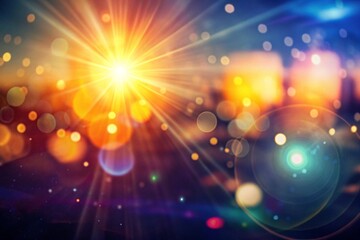 Photo Blur glow overlay. Lens flare filter. Bokeh sunlight glare leak. Orange blue white light.