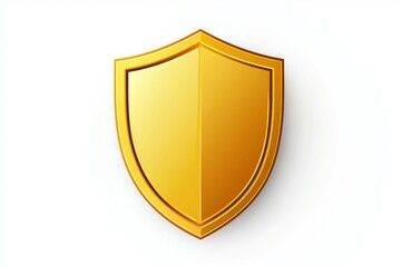 Shiny golden shield icon isolated on white, symbolizing protection, security, trust, strength and premium quality in business or digital environments, Generative AI