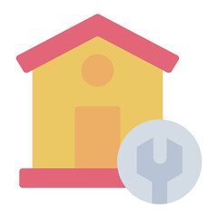 Home maintenance flat icon with a house and wrench symbol