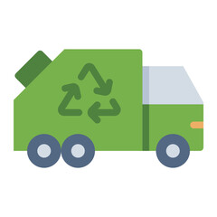 Naklejka premium Trash truck flat icon for waste collection and disposal