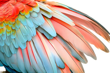 Fototapeta premium Colorful Bird Feathers Closeup Texture Avian Wing Detail Nature Photography