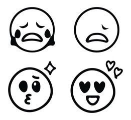 Happy emoji emoticon vector set- Avatar and emoji icon set