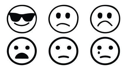 Smiley face or emoticon vector icon set. Vector illustration EPS10