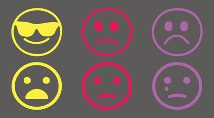 Smiley face or emoticon vector icon set. Vector illustration EPS10