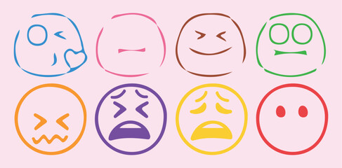Smiley face or emoticon vector icon set. Vector illustration EPS10