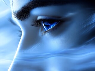 Fototapeta premium Deep Thoughtful Gaze Through Mystical Veil.