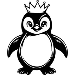 Obraz premium Monochrome Graphic of a Crowned Penguin Standing