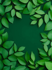 Lush green leaves frame a dark green background (1)