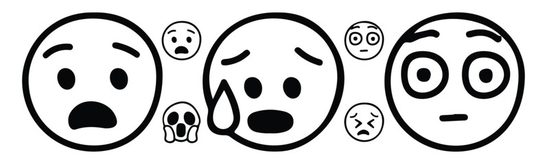 Social emoji icons and emoticon smile icons collection. Facebook app icons and cartoon emoji icons. Vector illustration EPS10