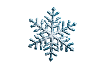 Intricate blue snowflake on a transparent background