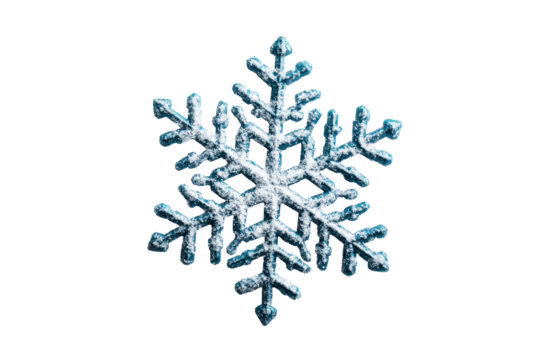 Intricate blue snowflake on a transparent background - Powered by Adobe