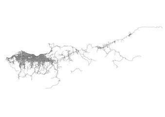 highway and building vector map in dili east timor with black and white color