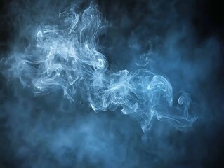 Obraz premium Wisps of smoke are swirling upwards in a dark blue hue