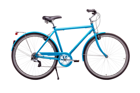 Colorful blue bicycle with sleek design on transparent background