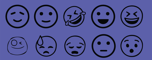 Emoji Smiley Faces Vector icon Stroke, Set of emoticons emoji vector. Vector illustration EPS10