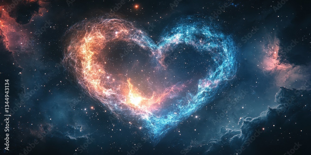 Canvas Prints a cosmic nebula forms a beautiful heart shape in the sky