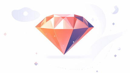 Flat illustration of a diamond with sharp edges and fine cuts on a white background, symbolizing luxury in simple clarity, symbolizing simplicity and elegance. Sharp Elegance. Illustration