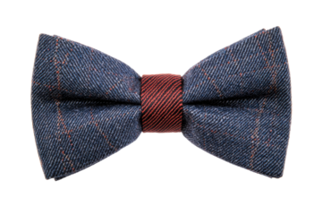 Bow tie made of denim fabric with red stripe detail