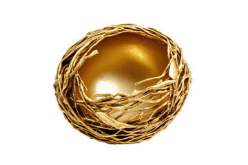 Golden Egg in Intricate Branch Nest Luxury Decorative Bowl, 3D Render
