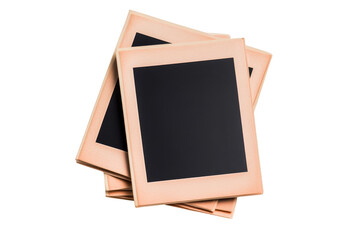 Stacked empty photo frames with a transparent background