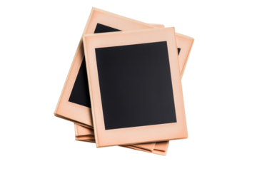 Stacked empty photo frames with a transparent background