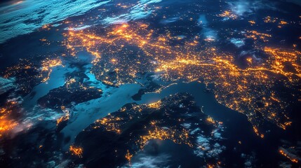 Fototapeta premium Breathtaking Space View of Japan's Nightscape from Above