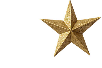 Golden star ornament for festive decoration on a clear background