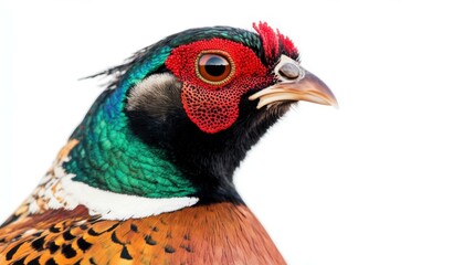 Close up of a Common pheasant with a white background