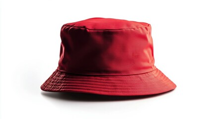 Red bucket hat isolated on white background