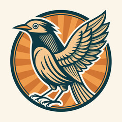 Obraz premium Vintage Bird Illustration with Hand-Drawn Detail and Vector Graphic Elements