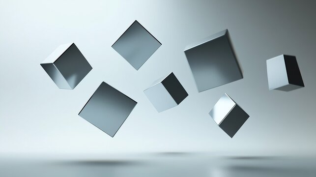 An abstract series of angular blocks floating in space