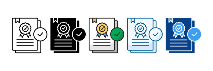 Compliance Certificate Icon Set Multiple Style Collection