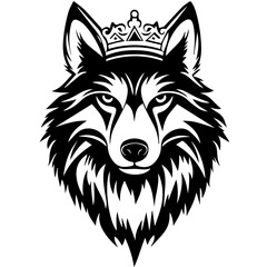 Fototapeta premium Monochrome Graphic of a Crowned Wolf Head