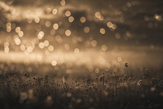 Somber Bokeh Tones on Sepia Landscape A Nostalgic Mysterious Composition