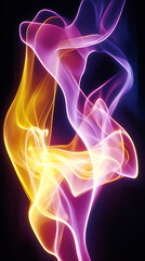 Naklejka premium Colorful abstract smoke patterns swirling gracefully against a black background, creating a mesmerizing visual effect