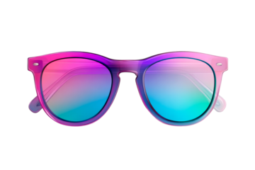 Stylish gradient sunglasses with colorful lenses and transparent frame