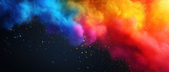 Naklejka premium Colorful Explosion of Powdered Pigments Spreading Across the Dark Canvas