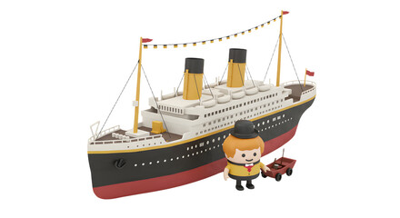 Naklejka premium Vintage Ship with Sailor