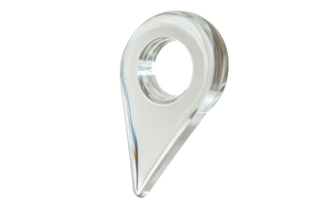Transparent Glass Map Pointer Icon 3D Render, Location Marker, Navigation