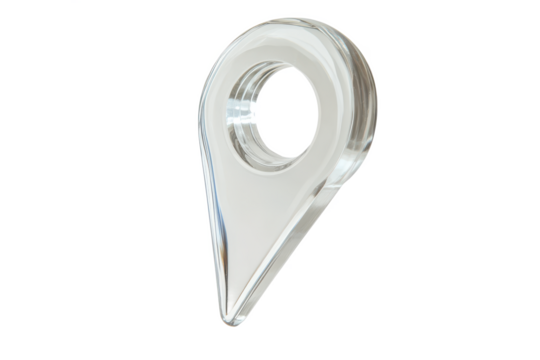 Transparent Glass Map Pointer Icon 3D Render, Location Marker, Navigation