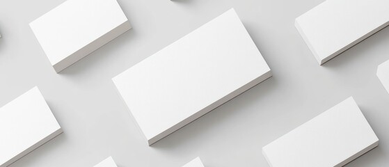 A pattern of blank rectangular white objects on a light surface