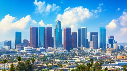 Obraz premium Los Angeles Skyline: A Stunning Panorama of Urban Architecture