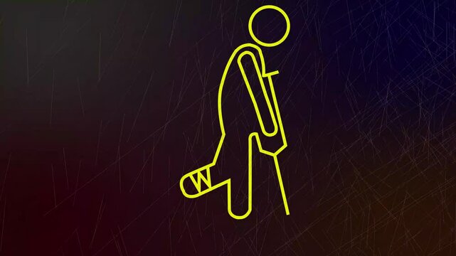 Injured man Character Cartoon moving arrow Animation. 4 color Background.4k video