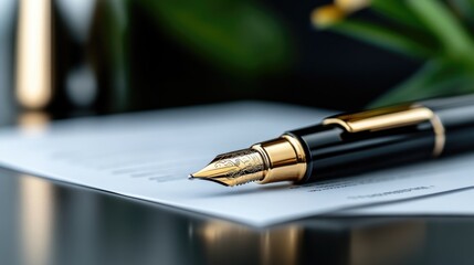 Elegant pen on document